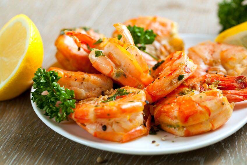 Skewers Barbeque grilled prawns with spicy ingredients